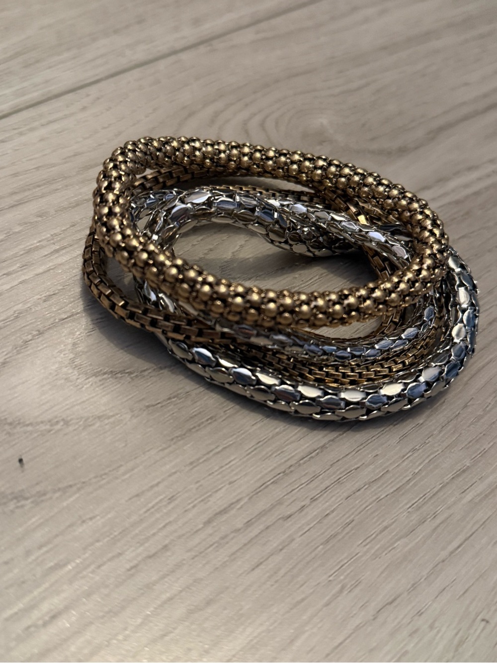 Gold & Silver Multi-Row Stretch Bracelet